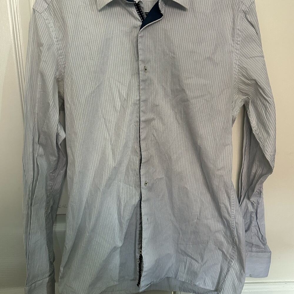 Men's Blue Striped Dress Shirt